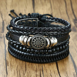 Adjustable Leather Bracelets for Men Set of 4 Braided Brown Bangle Gift