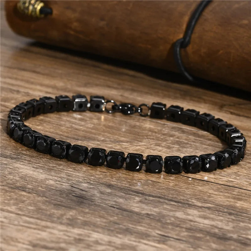5mm Zircon Tennis Chain Bracelet Stainless Steel Unisex Jewelry