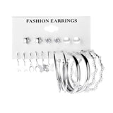 Vintage Silver Geometric Earrings Set