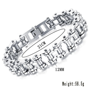 316L Stainless Steel Mens Bike Chain Link Bracelet Sports Jewelry