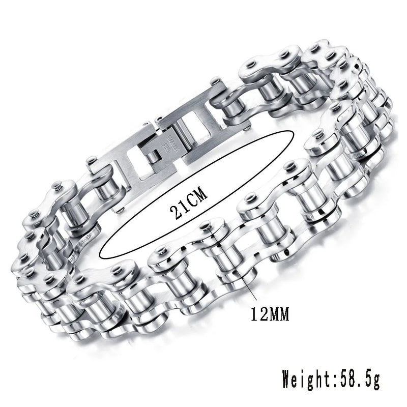 316L Stainless Steel Mens Bike Chain Link Bracelet Sports Jewelry
