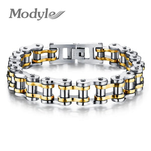 316L Stainless Steel Mens Bike Chain Link Bracelet Sports Jewelry