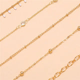 Bohemian Ankle Bracelets Set for Women Beads Rhinestone Charm