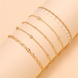 Bohemian Ankle Bracelets Set for Women Beads Rhinestone Charm