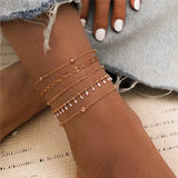 Bohemian Ankle Bracelets Set for Women Beads Rhinestone Charm