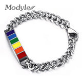 Gay Pride Bracelets Stainless Steel Rainbow Bangles