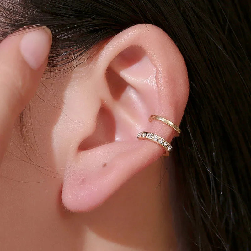 Punk Rock Geometric Ear Cuff Vintage Silver Clip Earrings
