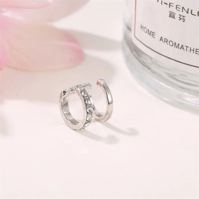 Punk Rock Geometric Ear Cuff Vintage Silver Clip Earrings
