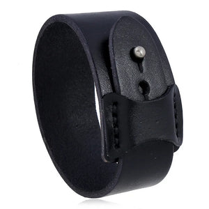 Brown Leather Bracelet Wide Cuff Vintage Punk Wristband Men Jewelry