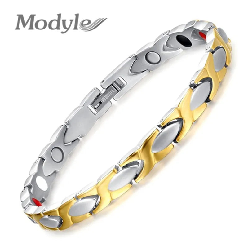 Gold Titanium Health Magnet Bracelet Bangle For Women