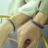 Silver Leather Inside Stainless Steel Cuff Wedding Bracelet
