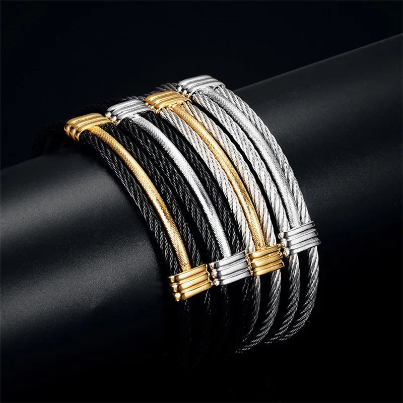 Vintage Silver Three Layer Wire Wedding Bracelet for Women