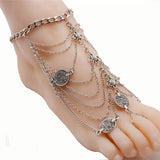 Summer Sexy Silver Tassel Anklet Coin Pendant Chain Ankle Bracelet