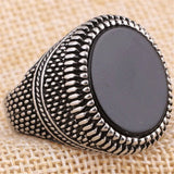 Punk Vintage Stainless Steel Stone Ring for Men Jewelry
