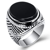 Punk Vintage Stainless Steel Stone Ring for Men Jewelry