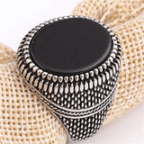 Punk Vintage Stainless Steel Stone Ring for Men Jewelry