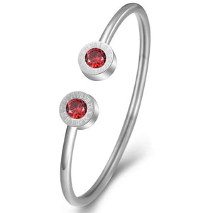 Silver Stainless Steel Crystal Bracelets For Women Roman Number Charm Bangle