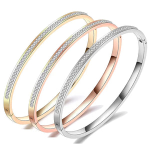 Stainless Steel Bangles & Crystal Charm Bracelets for Women