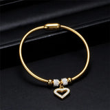 Heart Crystal Charm Bracelet 316L Stainless Steel Women Wedding Jewelry