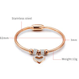 Heart Crystal Charm Bracelet 316L Stainless Steel Women Wedding Jewelry