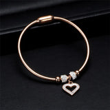 Heart Crystal Charm Bracelet 316L Stainless Steel Women Wedding Jewelry