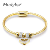 Heart Crystal Charm Bracelet 316L Stainless Steel Women Wedding Jewelry
