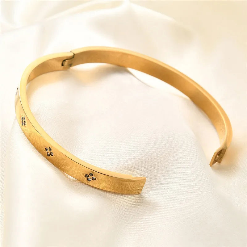 Waterproof CZ Bangles Stainless Steel Bracelets Women Wholesale