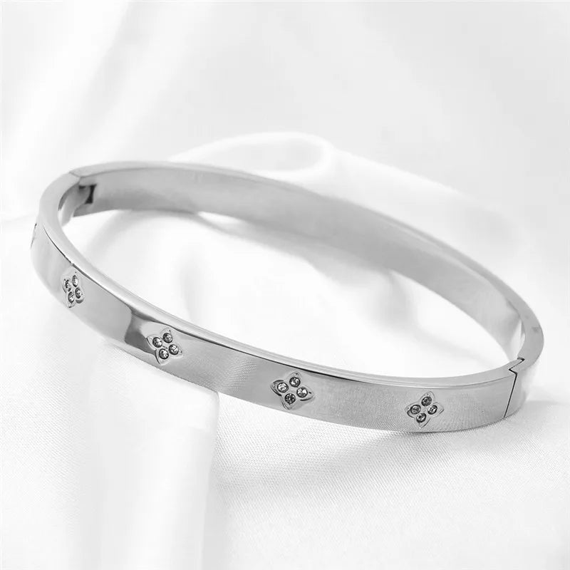 Waterproof CZ Bangles Stainless Steel Bracelets Women Wholesale