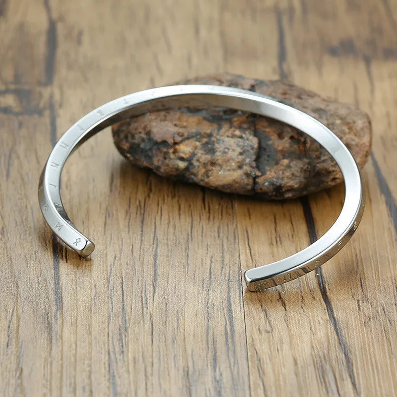 Vintage Silver Vikings Cuff Bangle Bracelet
