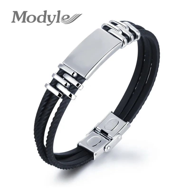 3-Layer Silicone Wrap Bracelets for Men