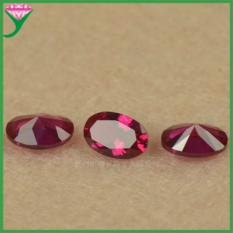5A Loose Oval Red Corundum Stones 7# Middle Red 9 Mohs 2x3~13x18mm