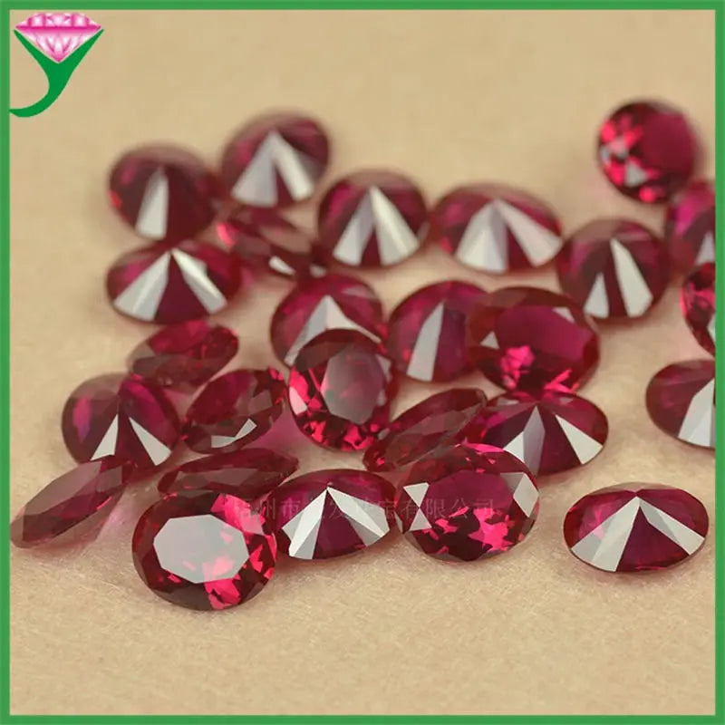 5A Loose Oval Red Corundum Stones 7# Middle Red 9 Mohs 2x3~13x18mm