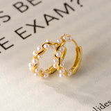 925 Silver Charm Pearl Hoop Earrings for Women Wedding
