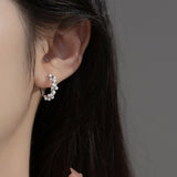 925 Silver Charm Pearl Hoop Earrings for Women Wedding