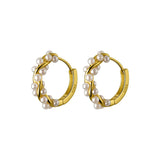925 Silver Charm Pearl Hoop Earrings for Women Wedding