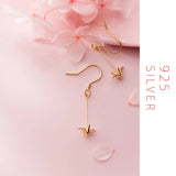 925 Silver Paper Crane Chain Drop Earrings for Women