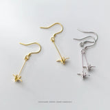 925 Silver Paper Crane Chain Drop Earrings for Women