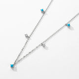 925 Silver Turquoise Link Chain Necklace for Women Party