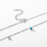 925 Silver Turquoise Link Chain Necklace for Women Party