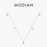 925 Silver Turquoise Link Chain Necklace for Women Party