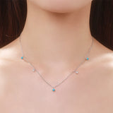 925 Silver Turquoise Link Chain Necklace for Women Party