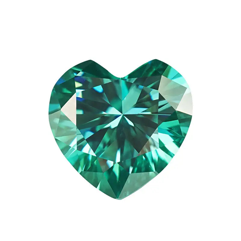 Certified 0.5ct Green Heart Cut Moissanite Stone
