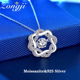 Moissanite 925 Silver Star Necklace Beating Heart Pendant for Women