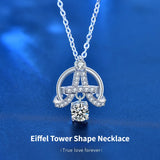 Moissanite 925 Sterling Silver Eiffel Tower Necklace