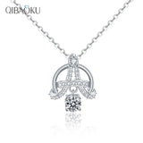 Moissanite 925 Sterling Silver Eiffel Tower Necklace