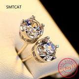 Moissanite Amethyst Crown Stud Earrings 925 Silver Wedding Gift