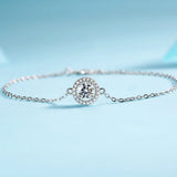 Moissanite Bracelet 18K Plated Sterling Silver Chain D 0.5-1ct Round Cut Diamond