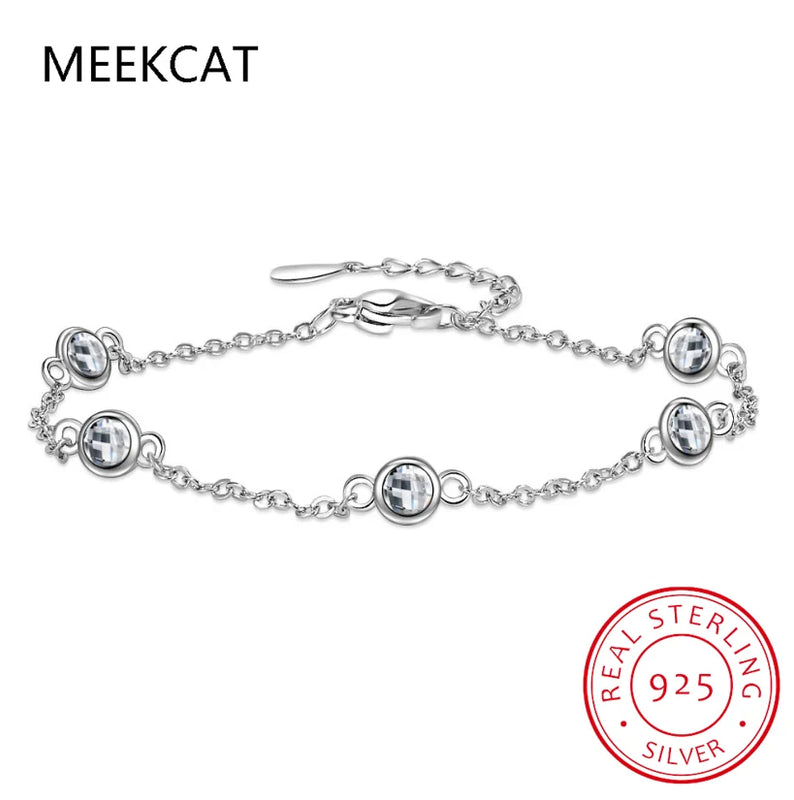 Moissanite Bracelet 925 Sterling Silver 4.0mm D Diamond Gemstone