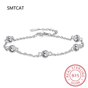 Moissanite Bracelet 925 Silver 4.0mm D Diamond Gemstone Rhodium Plated Jewelry