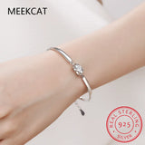 925 Silver Love Heart Moissanite Bracelet Adjustable Chain Gemstone Jewelry